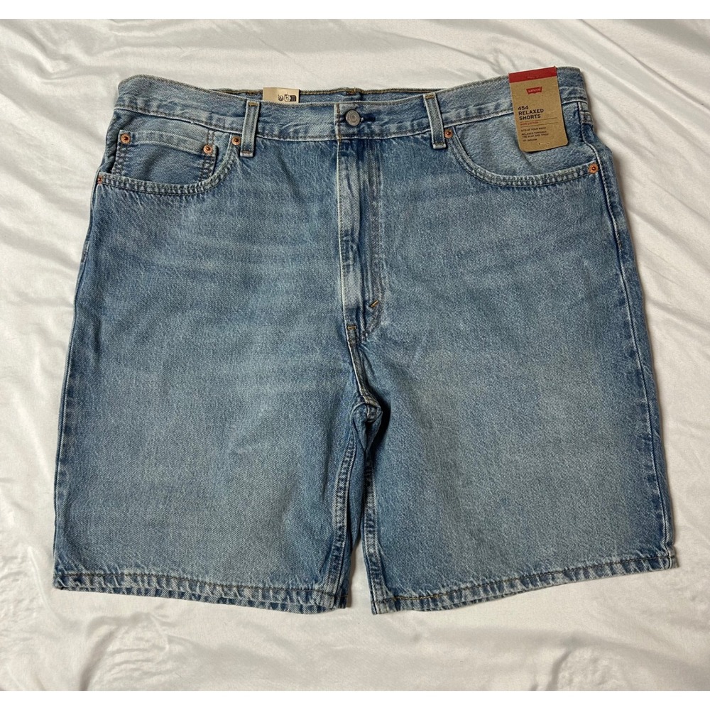 Levis 454 Relaxed Shorts Mens 40 Light Wash Denim 100% Cotton NWT 454-0004 Baggy